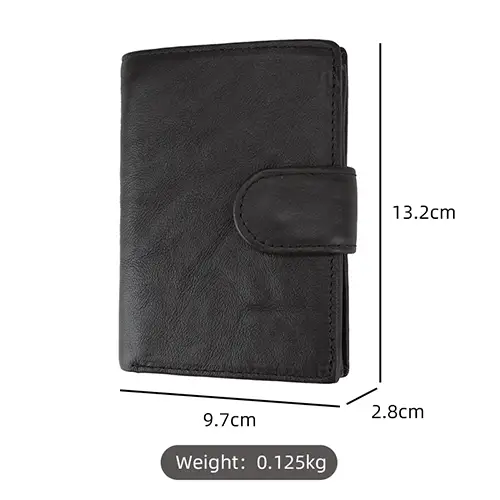 Trifold Leather Wallet with Multi-Card Storage and Snap Closure